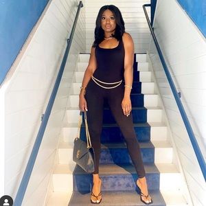 Black Ribbed Jumpsuit